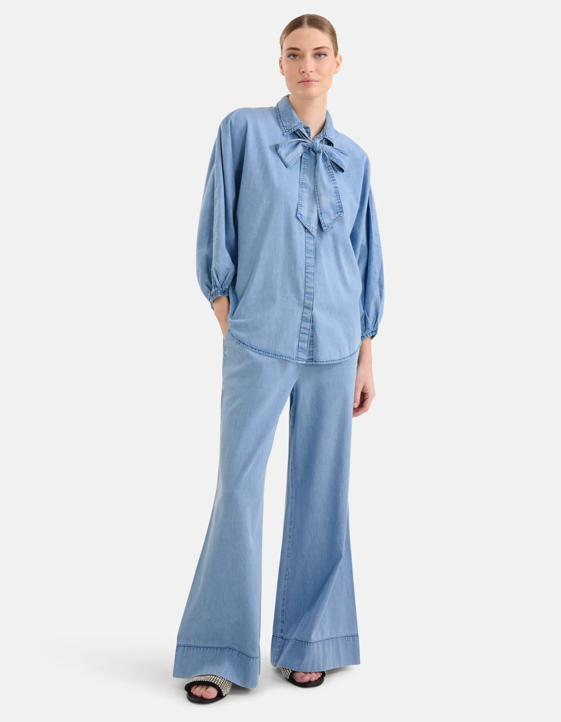 Shoeby Bow Blouse Blauw By Mieke<DAMES Blouses