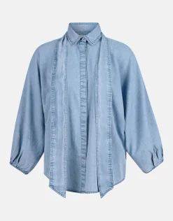 Shoeby Bow Blouse Blauw By Mieke<DAMES Blouses