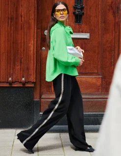 Shoeby Bow Strass Blouse Groen<DAMES Blouses