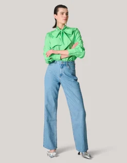 Shoeby Bow Strass Blouse Groen<DAMES Blouses