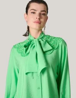 Shoeby Bow Strass Blouse Groen<DAMES Blouses