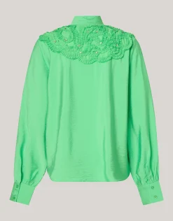 Shoeby Bow Strass Blouse Groen<DAMES Blouses