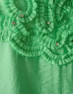 Shoeby Bow Strass Blouse Groen<DAMES Blouses