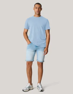 Shoeby Brushed T-shirt Lichtblauw<Heren T-Shirts En Polo's