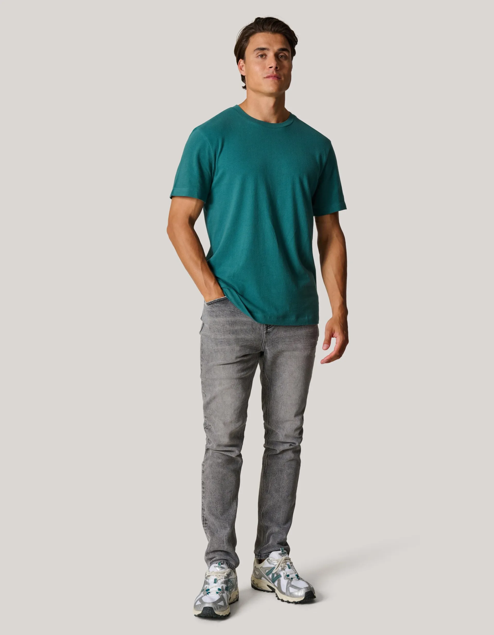 Shoeby Brushed T-shirt Turquoise<Heren T-Shirts En Polo's
