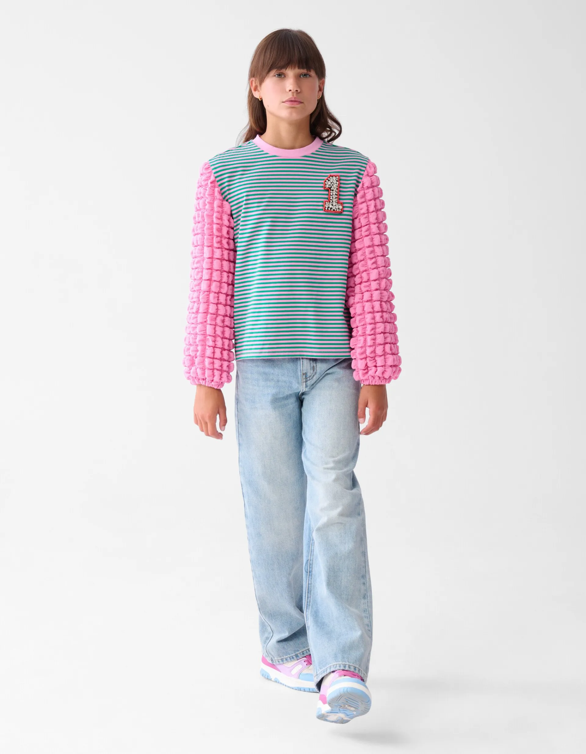 Shoeby Bubble Gestreepte Longsleeve Roze< T-Shirts