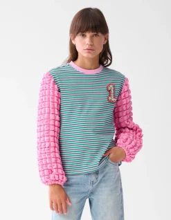 Shoeby Bubble Gestreepte Longsleeve Roze< T-Shirts