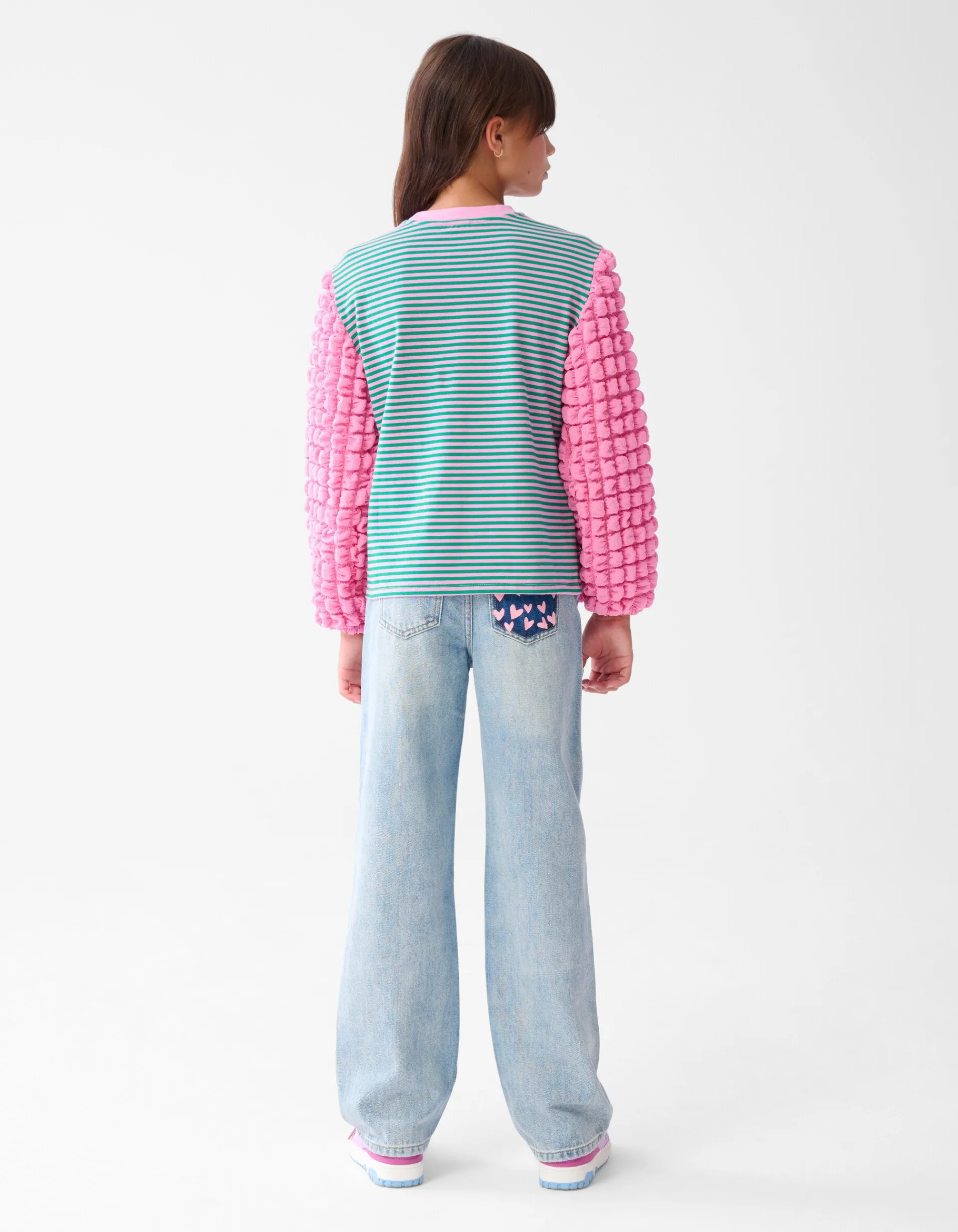 Shoeby Bubble Gestreepte Longsleeve Roze< T-Shirts