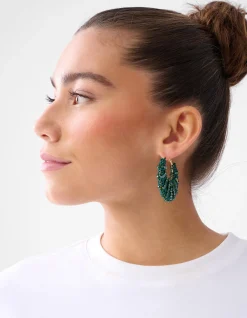 Shoeby Bulky Beaded Oorbellen Donkergroen<DAMES Sieraden