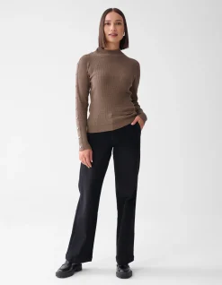 Shoeby Button Coltrui Donkerbruin<DAMES Truien En Sweaters