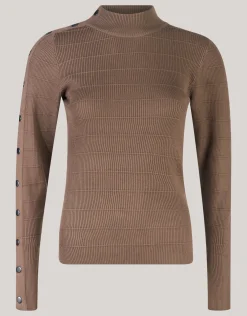 Shoeby Button Coltrui Donkerbruin<DAMES Truien En Sweaters
