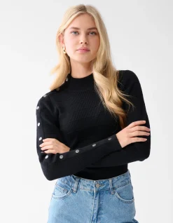 Shoeby Button Coltrui Zwart<DAMES Truien En Sweaters