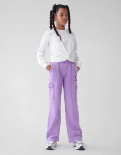 Shoeby Cargo Wide Leg Broek Paars< Broeken