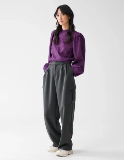 Shoeby Cargo Wide Leg fit Broek Donkergrijs<DAMES Broeken