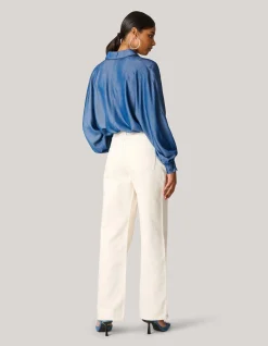 Shoeby Chambray Blouse Blauw<DAMES Blouses