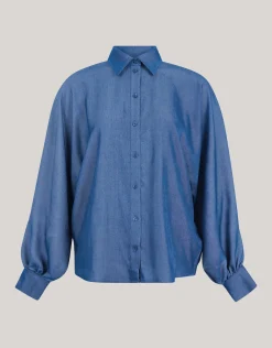 Shoeby Chambray Blouse Blauw<DAMES Blouses