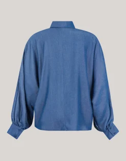 Shoeby Chambray Blouse Blauw<DAMES Blouses