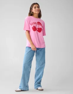 Shoeby Cherry Artwork T-shirt Roze<DAMES T-Shirts