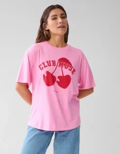 Shoeby Cherry Artwork T-shirt Roze<DAMES T-Shirts