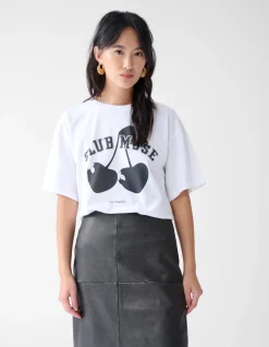 Shoeby Cherry Artwork T-shirt Wit<DAMES T-Shirts