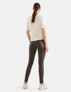 Shoeby Coated Broek Donkerbruin<DAMES Broeken