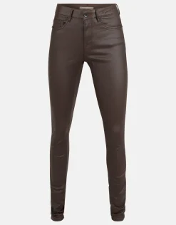 Shoeby Coated Broek Donkerbruin<DAMES Broeken