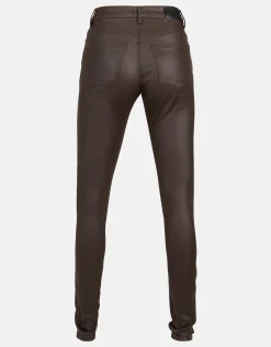 Shoeby Coated Broek Donkerbruin<DAMES Broeken