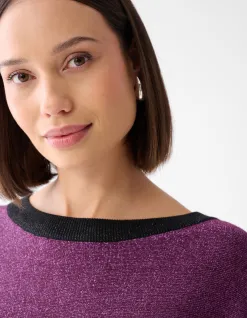 Shoeby Colorblock Glitter Batwing Trui Paars<DAMES Truien En Sweaters