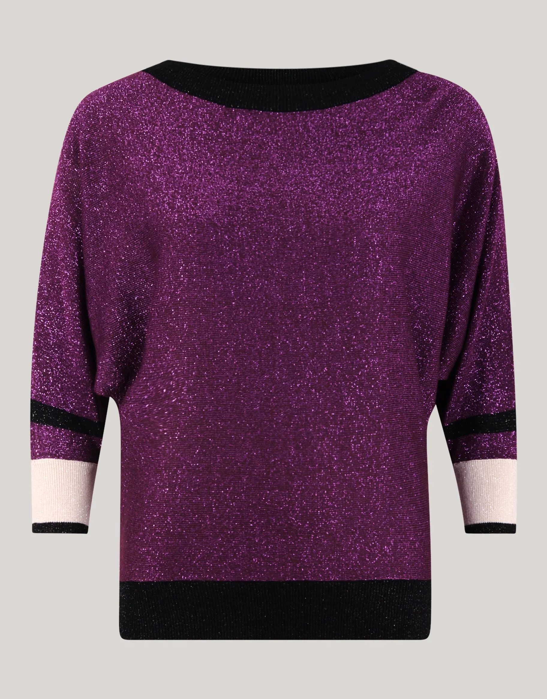 Shoeby Colorblock Glitter Batwing Trui Paars<DAMES Truien En Sweaters