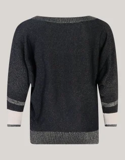 Shoeby Colorblock Glitter Batwing Trui Zwart<DAMES Truien En Sweaters
