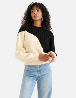 Shoeby Colorblock Trui Gebroken Wit/Zwart<DAMES Truien En Sweaters