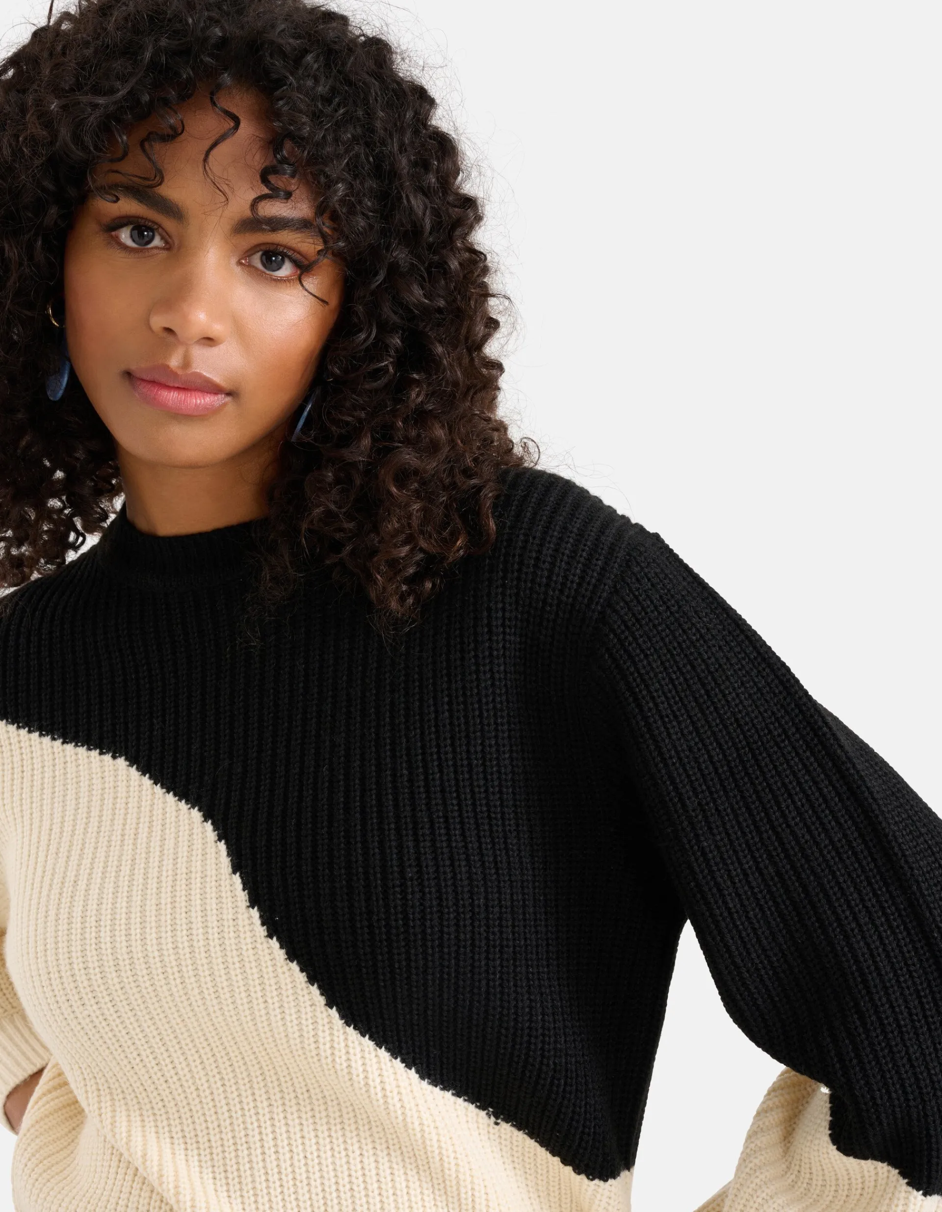 Shoeby Colorblock Trui Gebroken Wit/Zwart<DAMES Truien En Sweaters