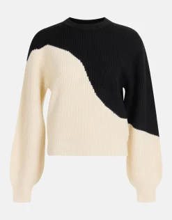 Shoeby Colorblock Trui Gebroken Wit/Zwart<DAMES Truien En Sweaters