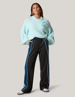 Shoeby Colourblock Wide Leg Broek Zwart/blauw<DAMES Broeken