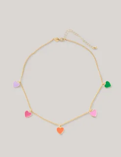 Shoeby Coloured Heart Ketting Goud< Sieraden