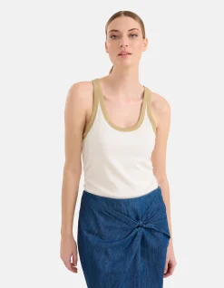 Shoeby Contrast Tanktop Gebroken Wit By Mieke<DAMES Tops