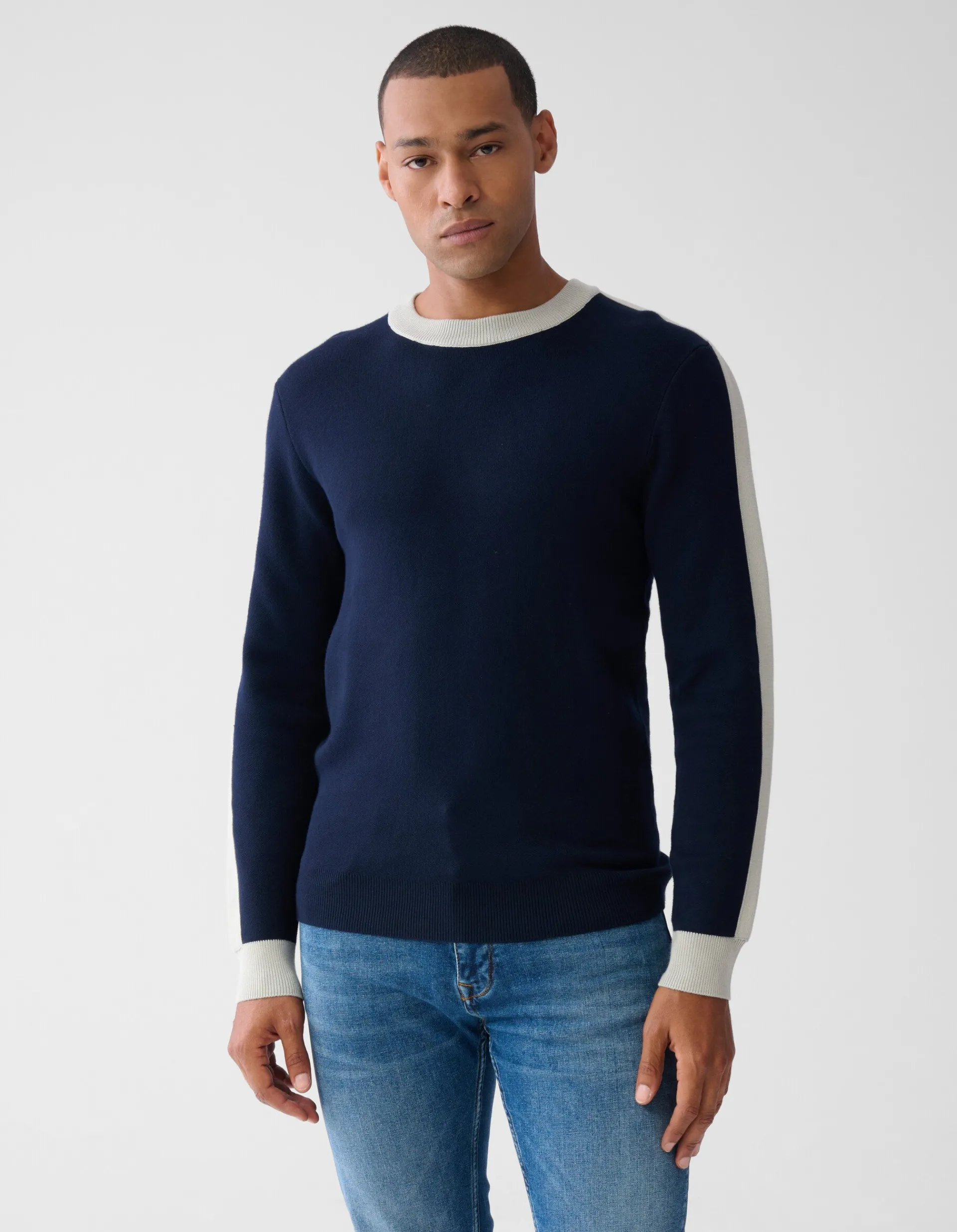 Shoeby Contrast Trui Donkerblauw<Heren Truien En Sweaters