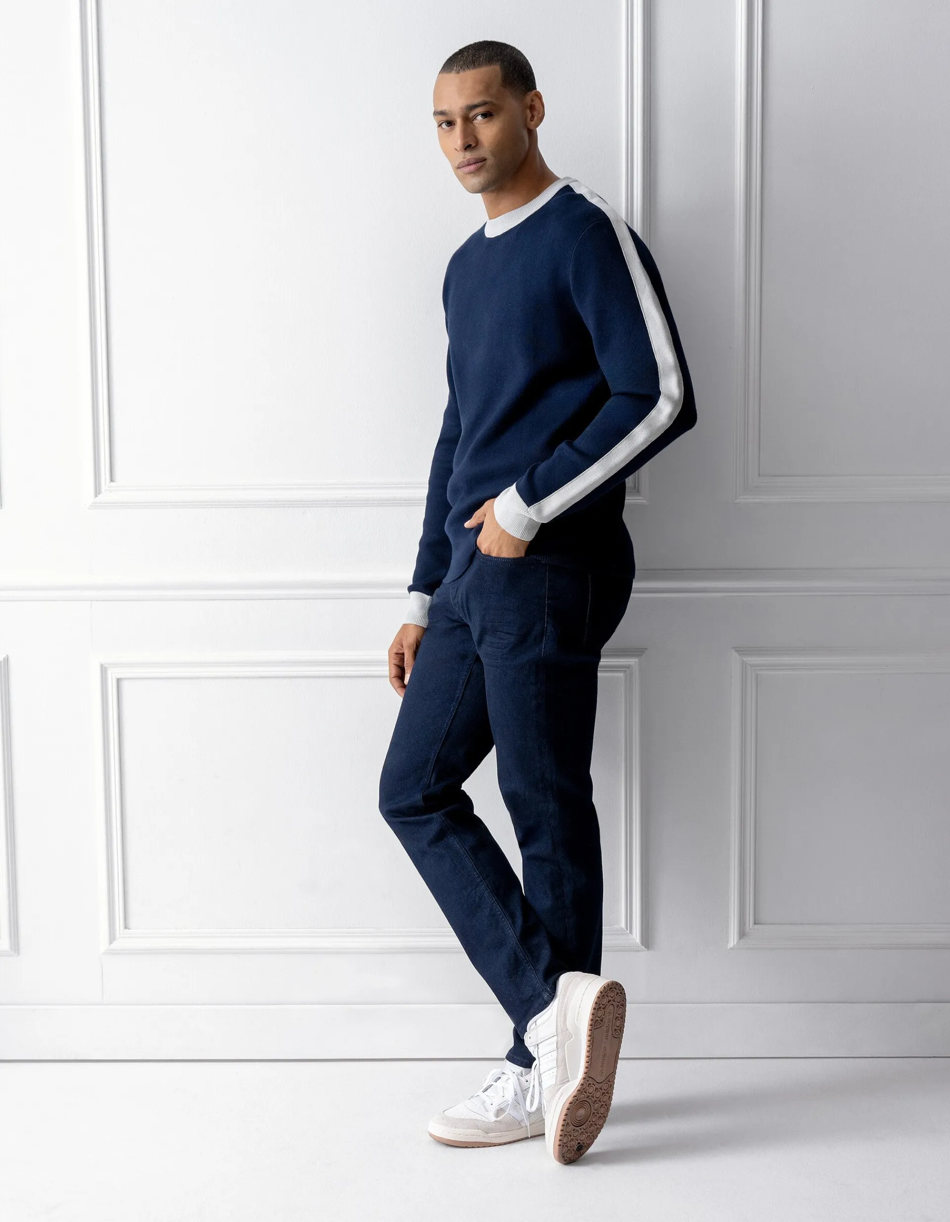 Shoeby Contrast Trui Donkerblauw<Heren Truien En Sweaters