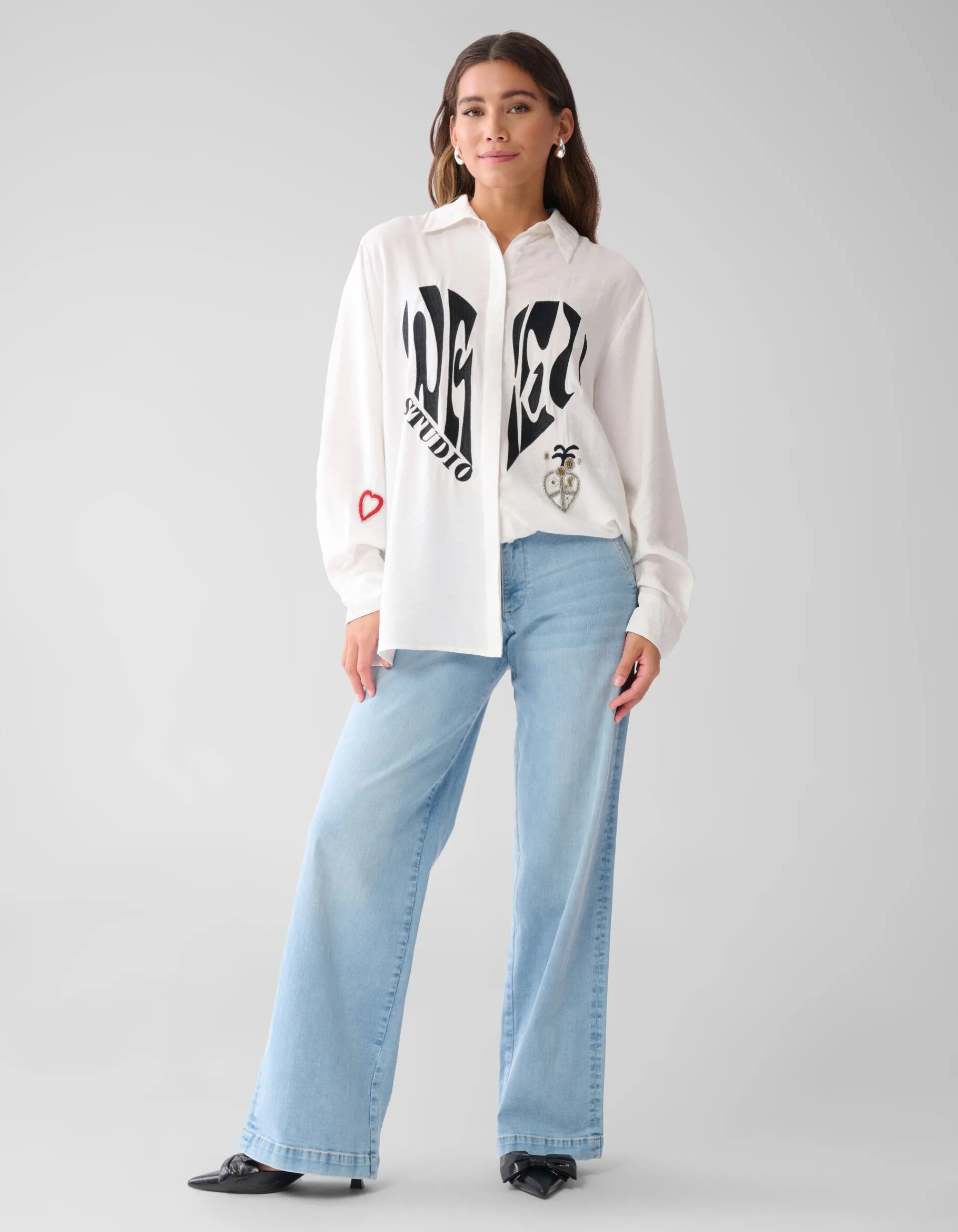 Shoeby Creative Embro Blouse Gebroken Wit<DAMES Blouses