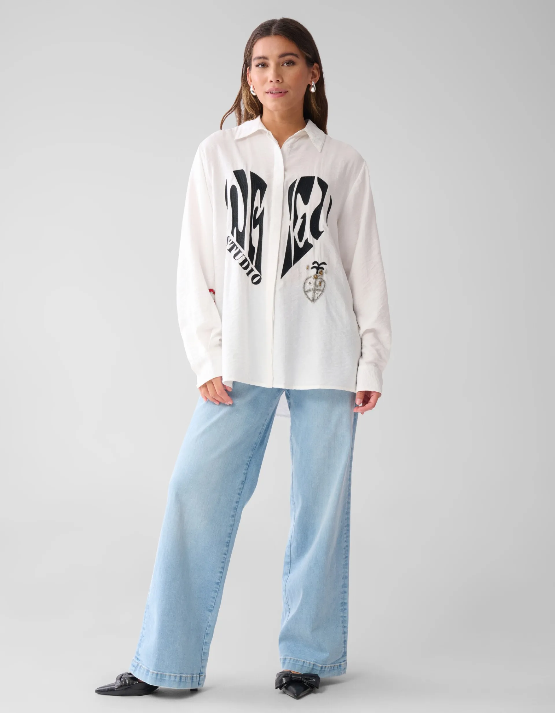 Shoeby Creative Embro Blouse Gebroken Wit<DAMES Blouses
