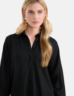 Shoeby Crinkle Blouse Zwart<DAMES Blouses