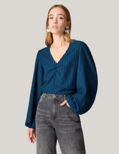 Shoeby Crinkle Longsleeve Donkerblauw<DAMES T-Shirts|Tops