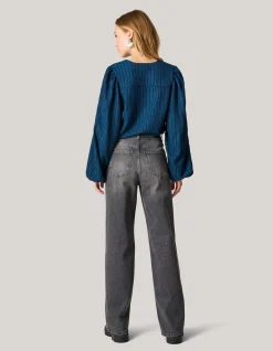 Shoeby Crinkle Longsleeve Donkerblauw<DAMES T-Shirts|Tops