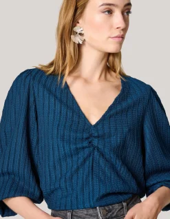Shoeby Crinkle Longsleeve Donkerblauw<DAMES T-Shirts|Tops