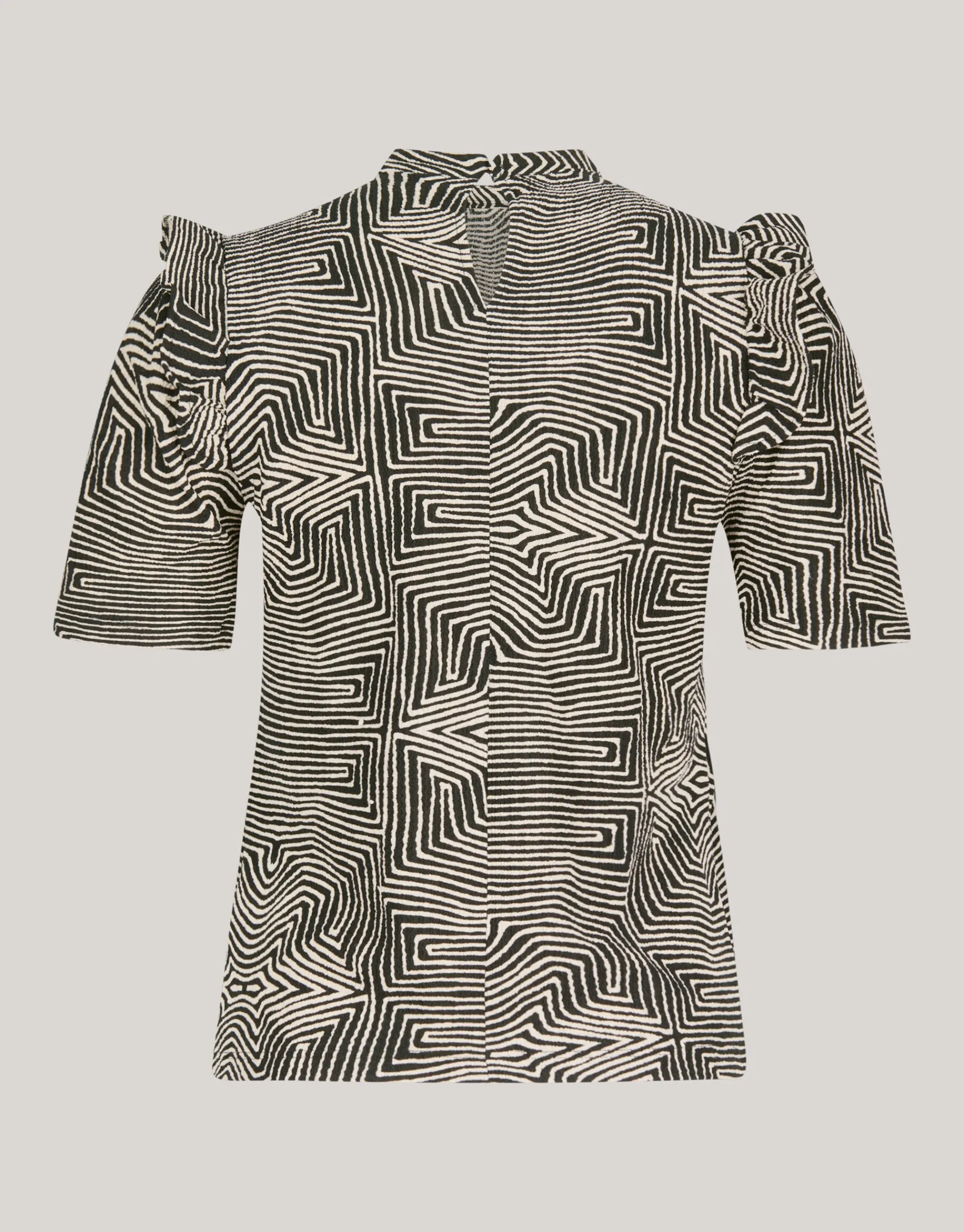 Shoeby Crinkle Ruffle Top Gebroken Wit/Zwart<DAMES Tops
