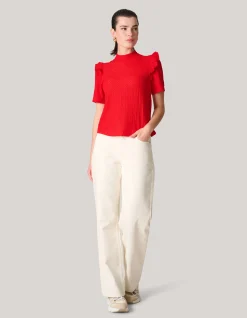 Shoeby Crinkle Ruffle Top Rood<DAMES Tops