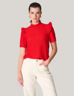 Shoeby Crinkle Ruffle Top Rood<DAMES Tops