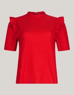 Shoeby Crinkle Ruffle Top Rood<DAMES Tops