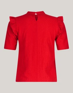 Shoeby Crinkle Ruffle Top Rood<DAMES Tops