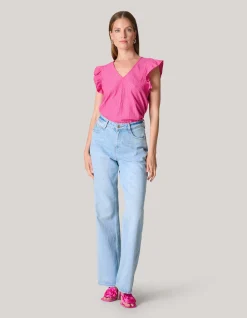 Shoeby Crinkle Ruffle Top Roze<DAMES Tops